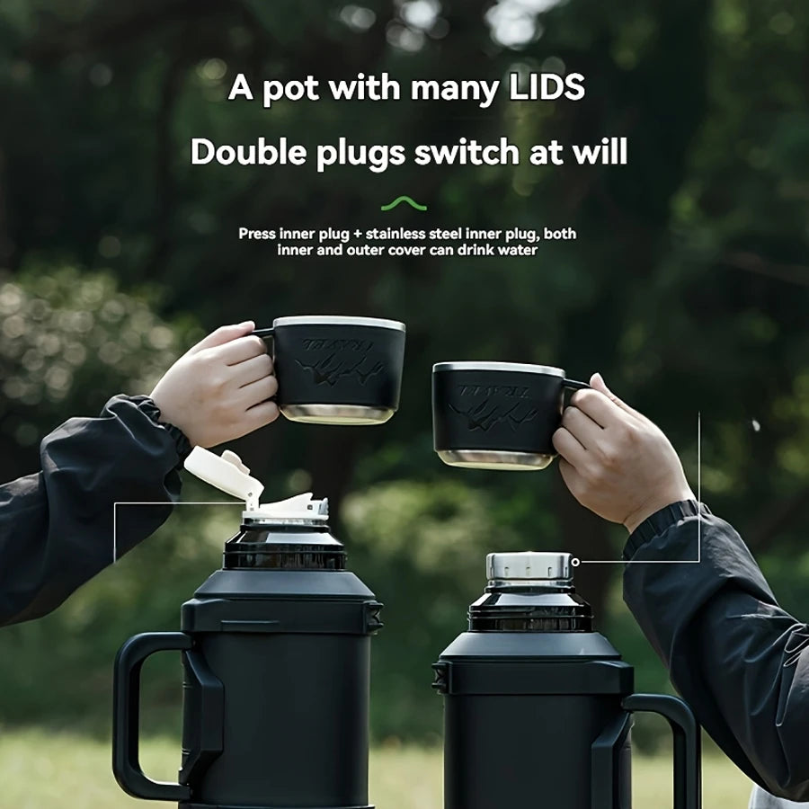 Large Capacity Stainless Steel Thermos: 1.7L, 2.0L, 2.5L Vacuum Insulated Water Bottle for Travel & Camping