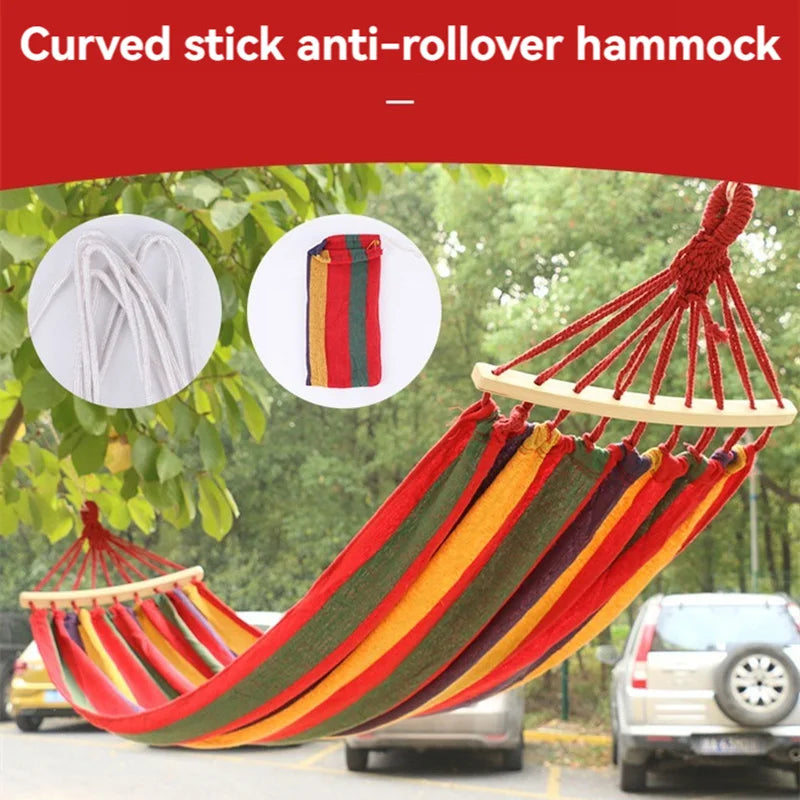 WESTTUNE Outdoor Canvas Hammock Camping Swing Hammock with Tree Ropes Load-bearing Up to 200kg Perfect for Garden Patio Backyard Trekker Essentials