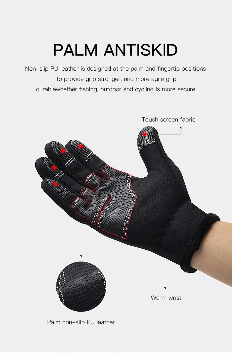 Touchscreen Waterproof Winter Cycling Gloves Full Finger Sports Riding Gloves Mountaineering & Camping
