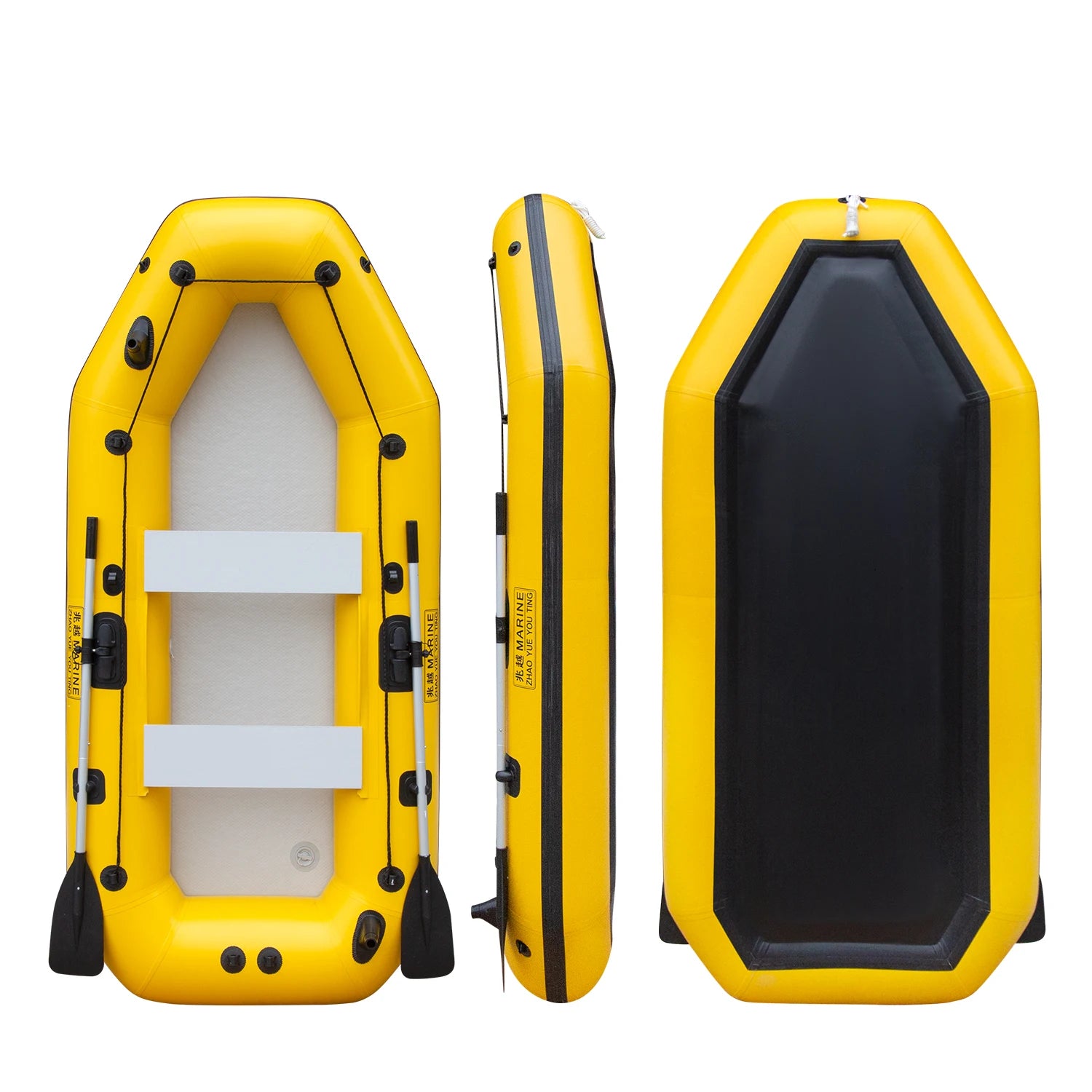 2-Person Inflatable Fishing Kayak - High-Visibility Yellow Drift Craft for Anglers