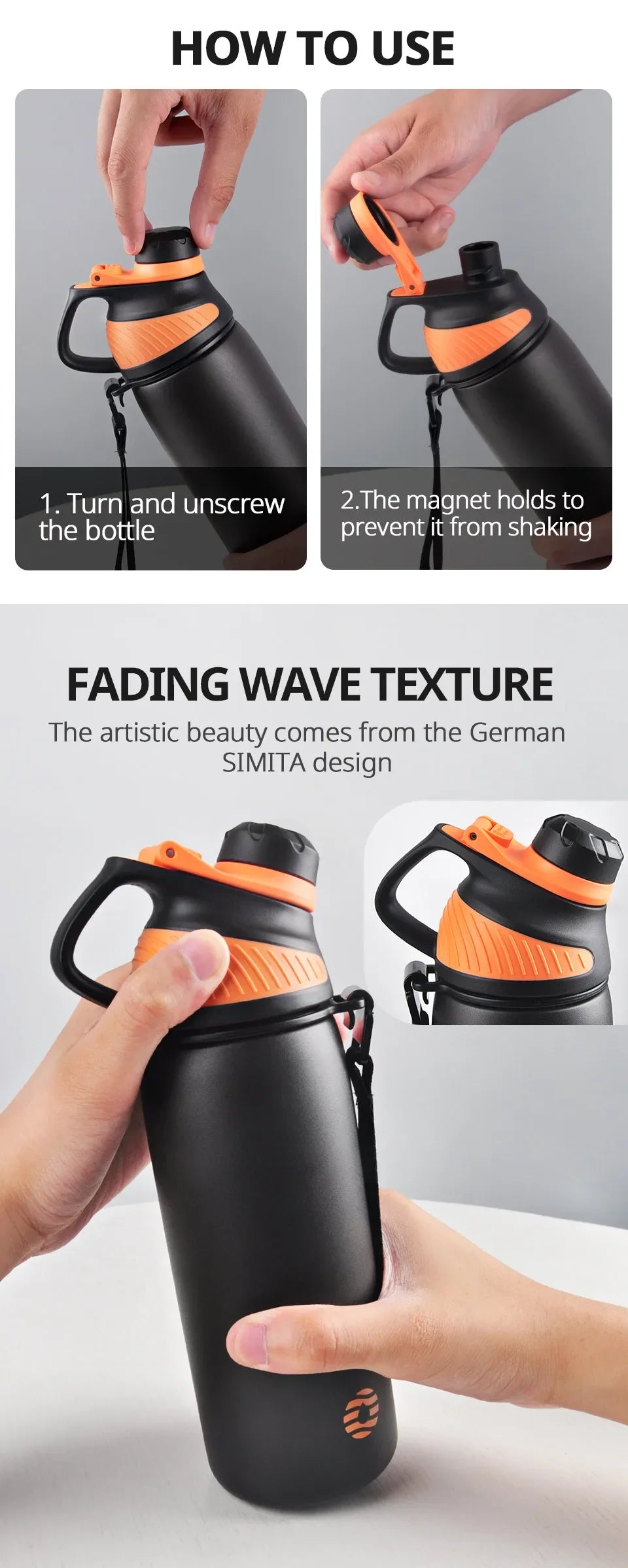 1500ml Stainless Steel Vacuum Flask | Magnetic Lid Insulated Water Bottle for Sports & Outdoor Use