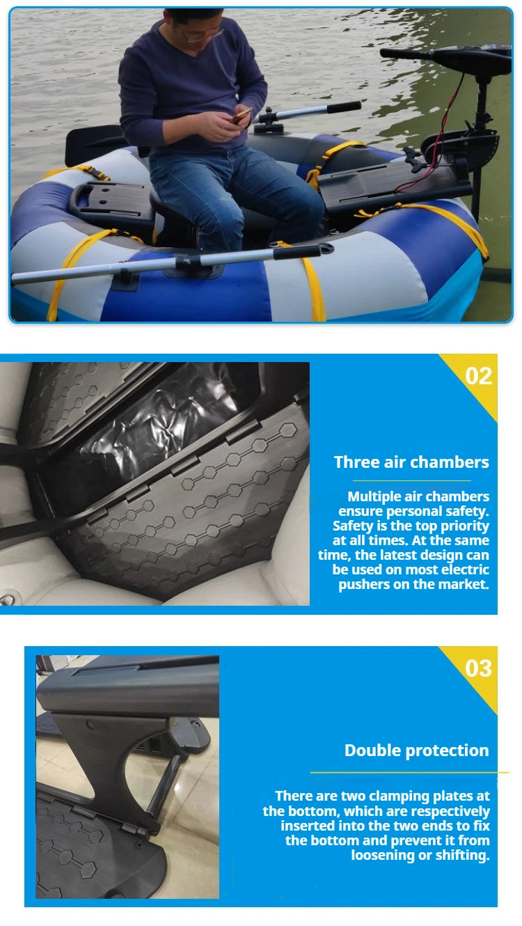 2-Minute Foldable Inflatable Fishing Boat with Electric Motor Port, 250kg Capacity Solo Pontoon Raft