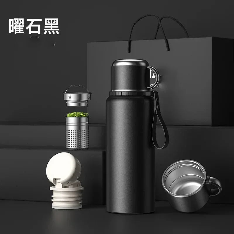 Smart Temperature Display Travel Thermos | 316 Stainless Steel Vacuum Insulated Coffee Mug with Tea Filter