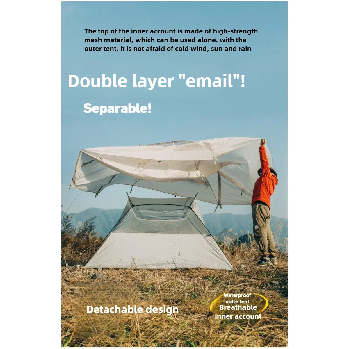 4-Season Waterproof Camping Tent – Double-Layer Rainproof Hiking Tent for Mountaineering & Outdoor Adventures