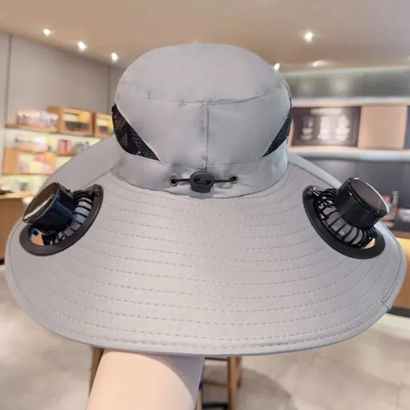 Solar Powered Sun Hat Cooling Fan UV Protection Outdoor Hiking Fishing Camping Summer Travel Bucket Hat Sun Protection Hat Trekker Essentials