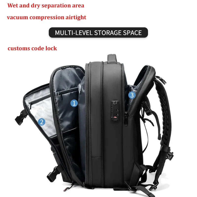 17-Inch Laptop Vacuum Compression Backpack – 36–55L Expandable Travel Pack