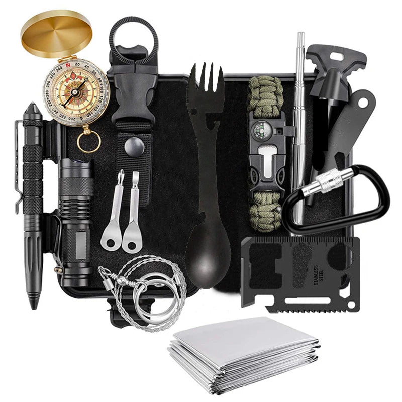 Survival Kit Emergency Set – Multi-Tool Outdoor Camping & First Aid Gear for Hiking, Travel & Wilderness Trekker Essentials