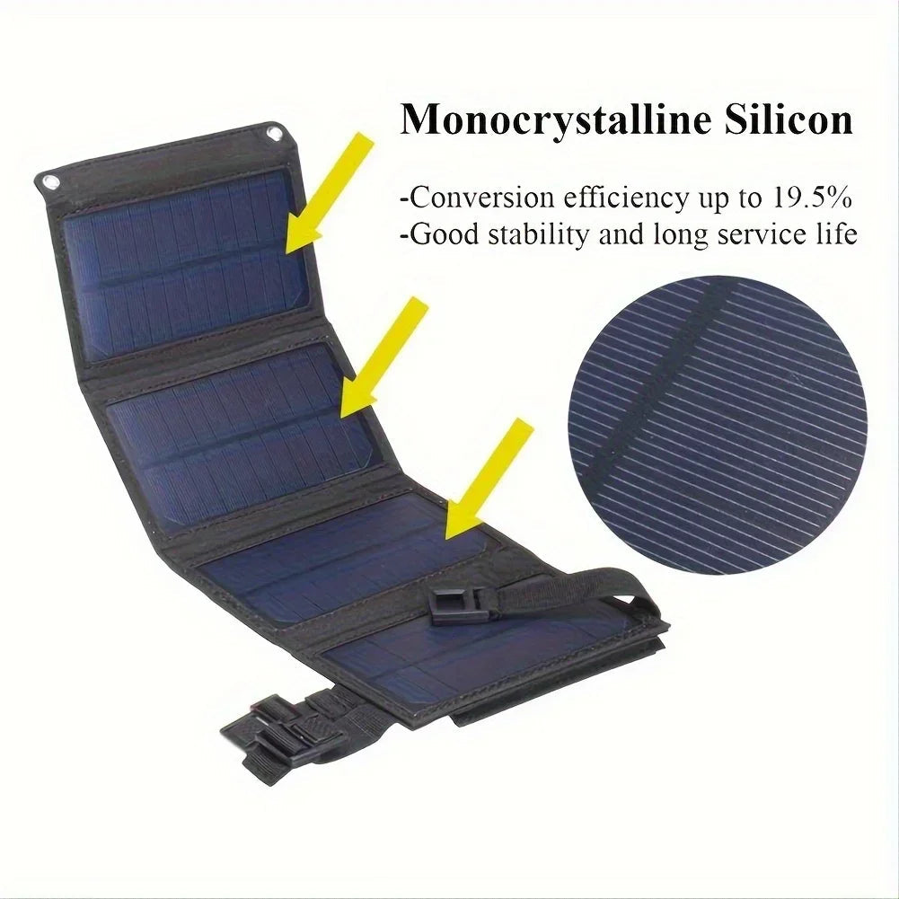 1PC Foldable Solar Panel, Portable Flexible  5V USB Foldable Solar Panel, Used for Small Batteries Outdoor Lighting Accessories Trekker Essentials