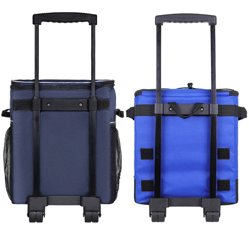 Cooler with Wheels and Handle Removable Wheels Insulated Portable Rolling Cooler Bag for Camping Hiking BBQ Summer Beach Travel