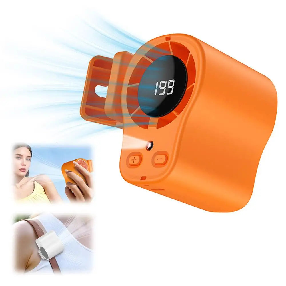 Car Fan USB Rechargeable Portable Clip-on Desk Fan LED Display 360° Rotation Quiet Powerful Airflow for Camping Travel Office Trekker Essentials