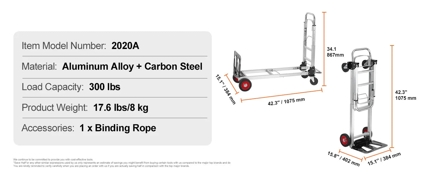 SucceBuy 400 lbs Folding Hand Truck Lightweight Dolly with Wheels Foldable Luggage Utility Cart for Warehouse Transport Moving Trekker Essentials