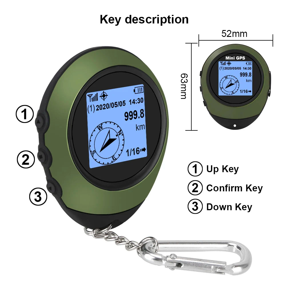 High-Precision Satellite Mini Handheld GPS Coordinates Compass Altitude locator Navigator Outdoor Sports Travel hiking Tracking Trekker Essentials
