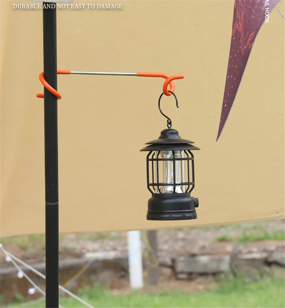 Stainless Steel Camping Light Pole Hook - Adjustable Tent Lamp Holder for Outdoor Fishing & Hunting (Model C70)