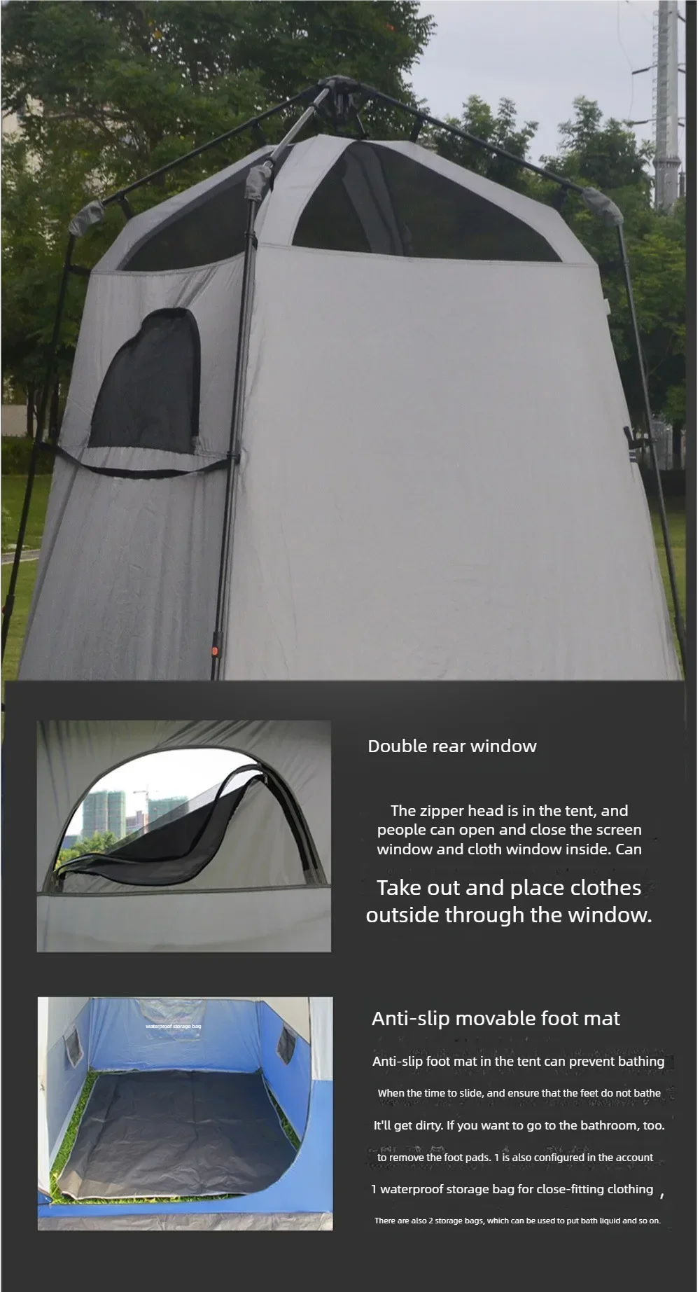 2-Person Pop-Up Shower Tent: Instant Automatic Privacy Shelter for Camping & Beach