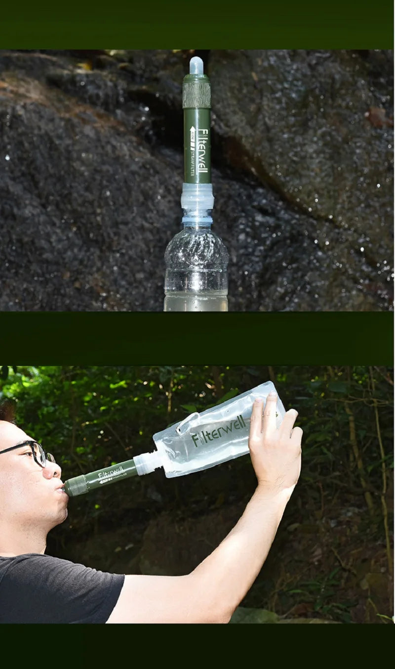 Portable Water Filter for Camping & Hiking – 0.01 Micron Backpacking Water Purifier with Squeeze Bag Trekker Essentials