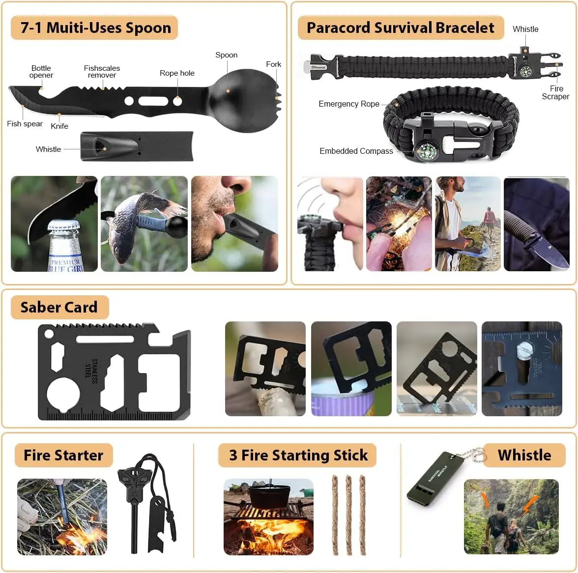 250Pcs Emergency Survival Kit with First Aid, Molle Bag & Tent for Outdoor Adventure, Hiking, Hunting Trekker Essentials
