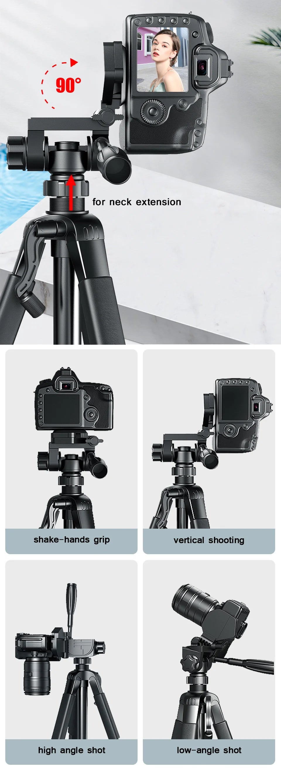55" Aluminum Camera Tripod with Phone Mount - 140CM Tall Stand w/Pan Head for DSLR & Smartphone