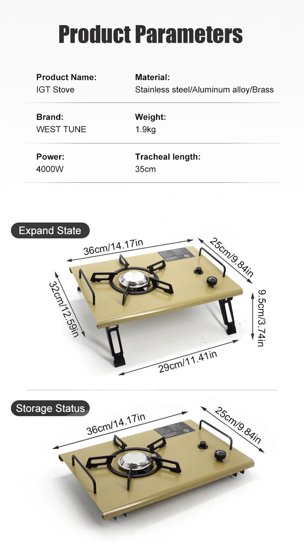 WESTTUNE IGT Gas Stove Burner Strong Fire Heater Furnace Portable Outdoor 4000W High Power Stainless Steel Camping Table Stove Trekker Essentials