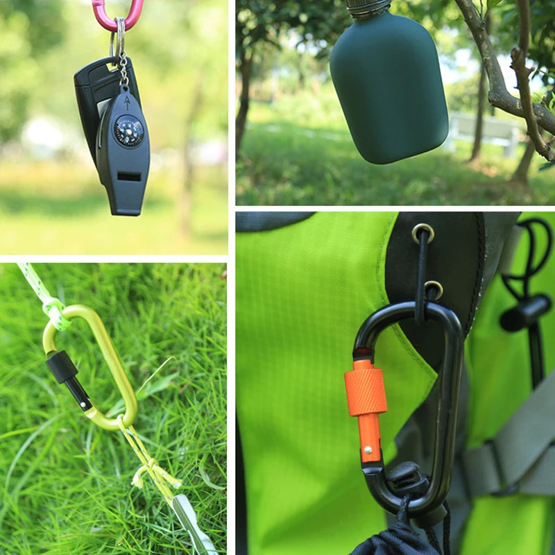 Carabiner Clips with Screw Gate 4Pcs Carabiners Hiking Clips with 7mm Diameter Aluminum Rod EDC Outdoor Camping Equipment Hook