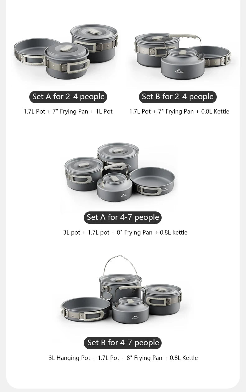 Portable Camping Cookware Kit – Outdoor Frying Pan, Kettle & Foldable Cooking Utensils Set for Camping & Picnic Trekker Essentials