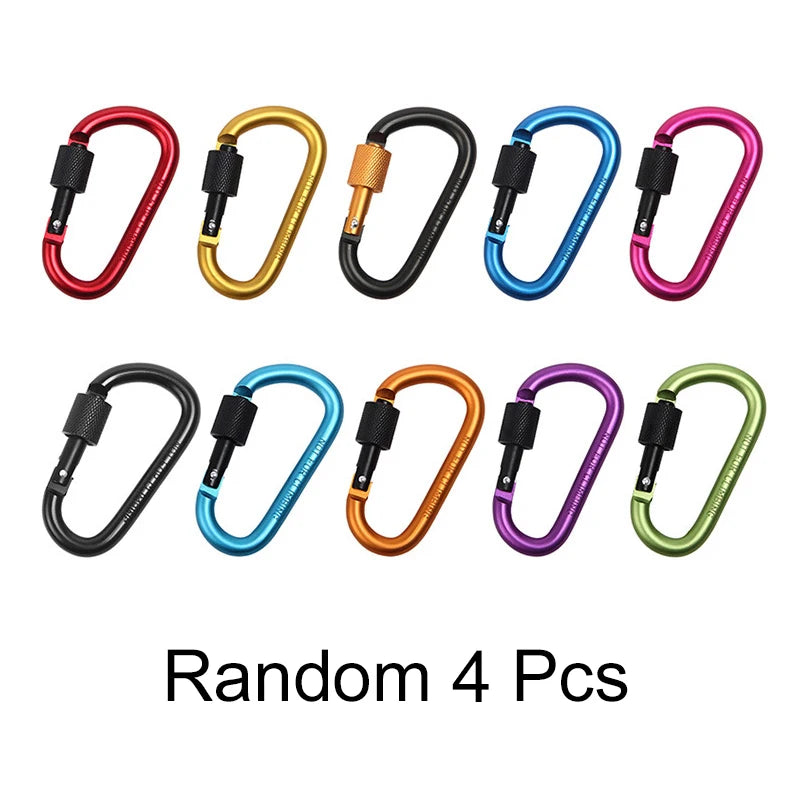 Carabiner Clips with Screw Gate 4Pcs Carabiners Hiking Clips with 7mm Diameter Aluminum Rod EDC Outdoor Camping Equipment Hook
