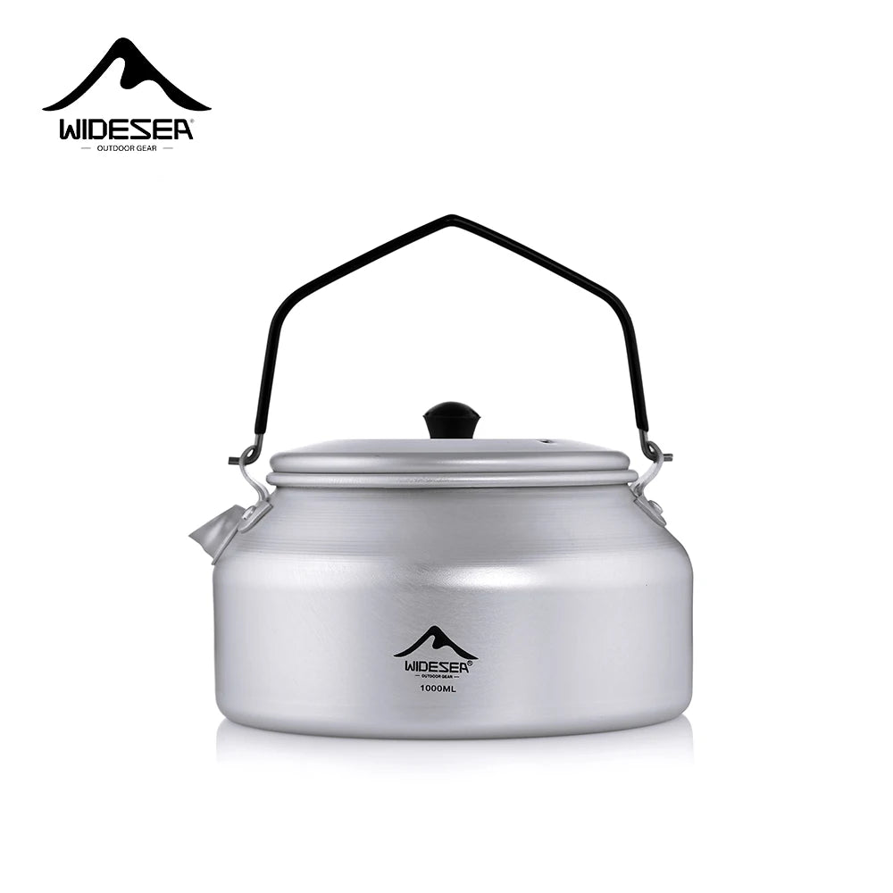 1L Pure Aluminum Camping Kettle with Short-Hole Removal Handle, Lightweight Portable Travel Cookware