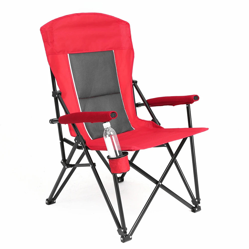 Outdoor Camping Chair, Portable Folding Lounge Moon Chair With Armrests, Drink Holder & Backrest For Outdoor Fishing Camping Trekker Essentials