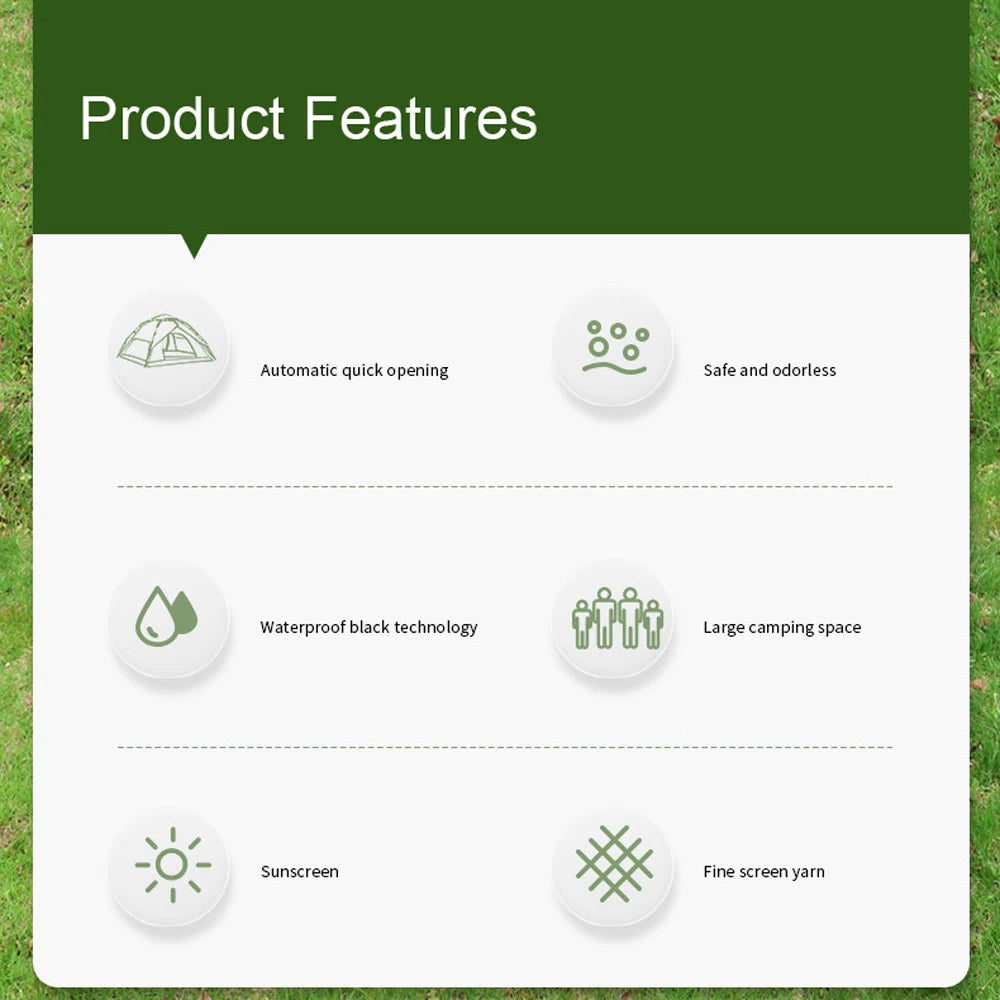 Outdoor Automatic Camping Tent – Quick-Opening, Rainproof & UV-Protective Shelter for 2 Persons