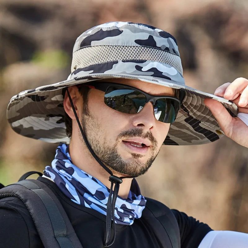 Trekker Essentials - Summer Men's Breathable Sun Hat - Wide Brim UV Protect Fisherman Bucket Hat ...
