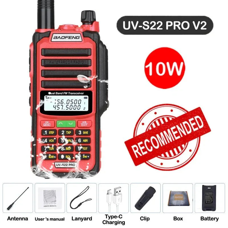 UV-S22 PRO V2 IP68 Waterproof Dual Band Ham Radio Walkie Talkie with 50KM Range (Upgraded UV9R UV5R Pro) - Trekker Essentials