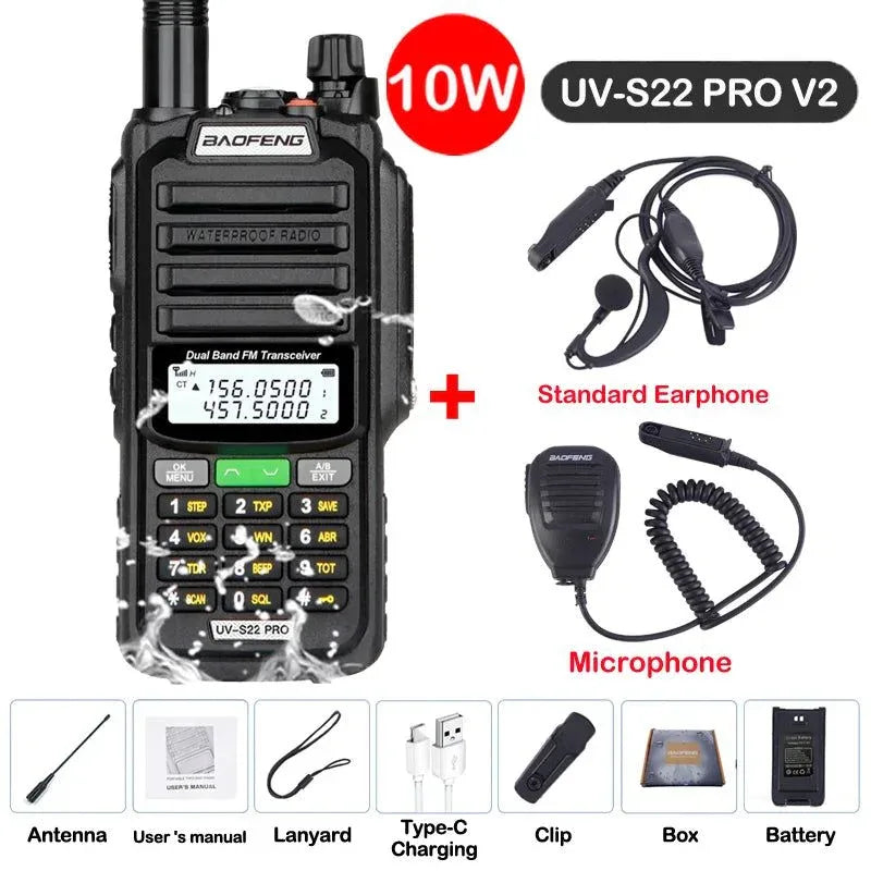 UV-S22 PRO V2 IP68 Waterproof Dual Band Ham Radio Walkie Talkie with 50KM Range (Upgraded UV9R UV5R Pro) - Trekker Essentials