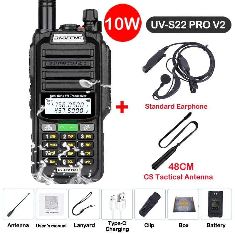 UV-S22 PRO V2 IP68 Waterproof Dual Band Ham Radio Walkie Talkie with 50KM Range (Upgraded UV9R UV5R Pro) - Trekker Essentials