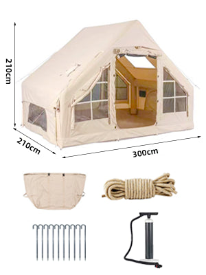 Large 8+ Person Inflatable Camping Tent – Instant Setup 4-Season Family Tent with Hand Pump, 3000mm Waterproof & Windproof