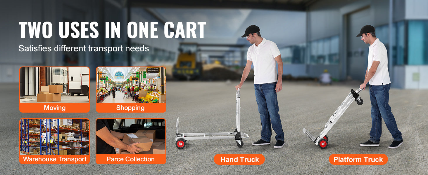 SucceBuy 400 lbs Folding Hand Truck Lightweight Dolly with Wheels Foldable Luggage Utility Cart for Warehouse Transport Moving Trekker Essentials