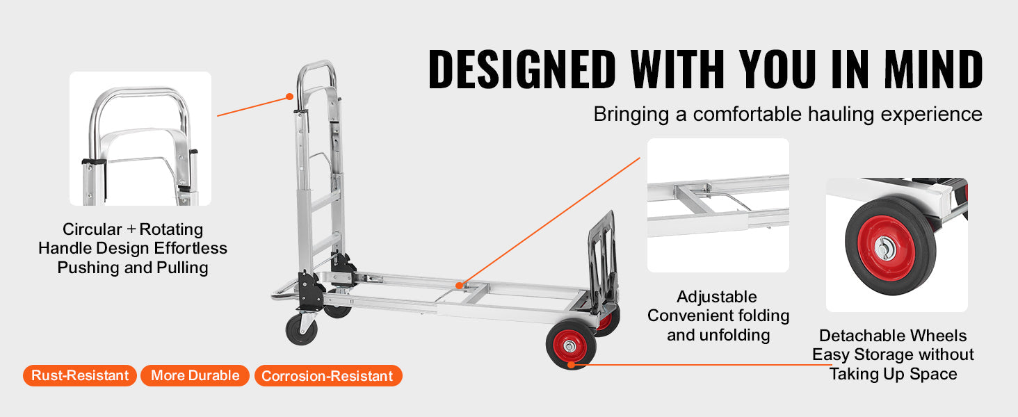 SucceBuy 400 lbs Folding Hand Truck Lightweight Dolly with Wheels Foldable Luggage Utility Cart for Warehouse Transport Moving Trekker Essentials