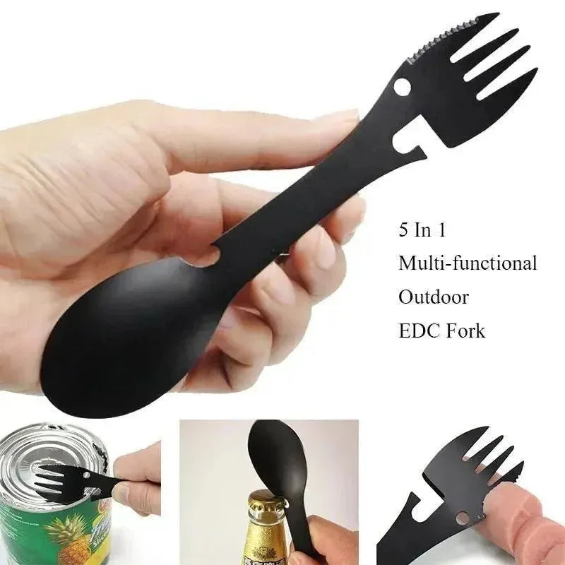 Compact & Convenient: 5-in-1 Multifunction Camping Spork for Outdoor Adventures - Trekker Essentials