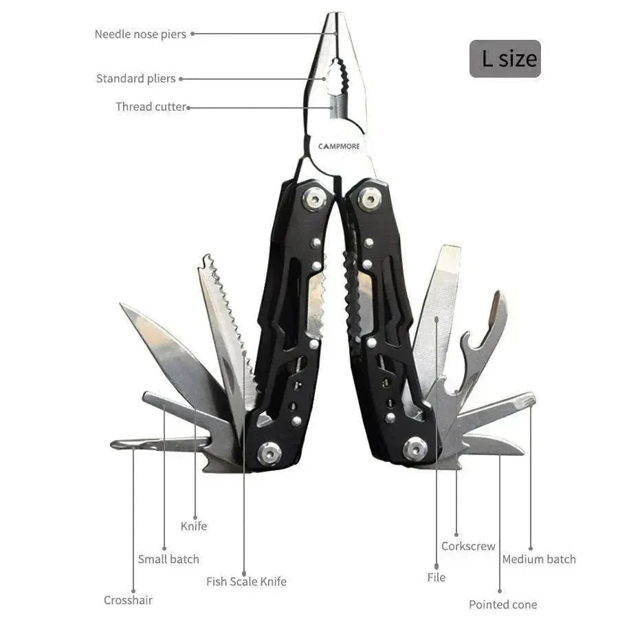 Stainless Steel EDC Folding Multifunction Tools - Outdoor Camping Portable Emergency Survival Knife Pliers - Trekker Essentials