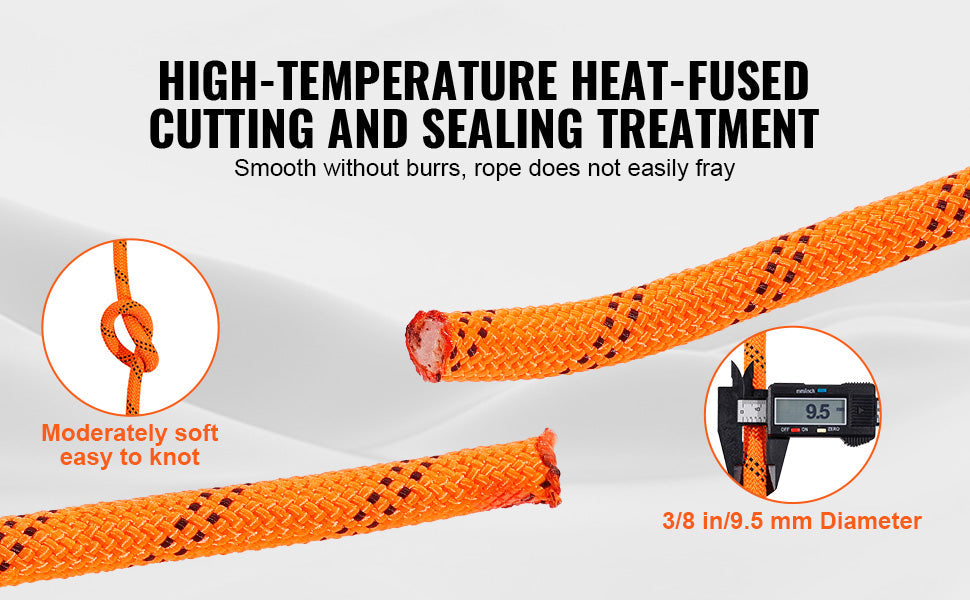 SucceBuy 120ft Dual-Weave Polyester Cord 3/8 1/2in 48-Strand Multi-Use Rope for Arborist Activities Outdoor Adventures Versatile Trekker Essentials