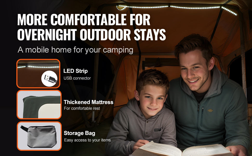 Tienda de techo plegable rígida con escalera telescópica, colchón y funda impermeable de PVC para SUV, furgonetas y camionetas.