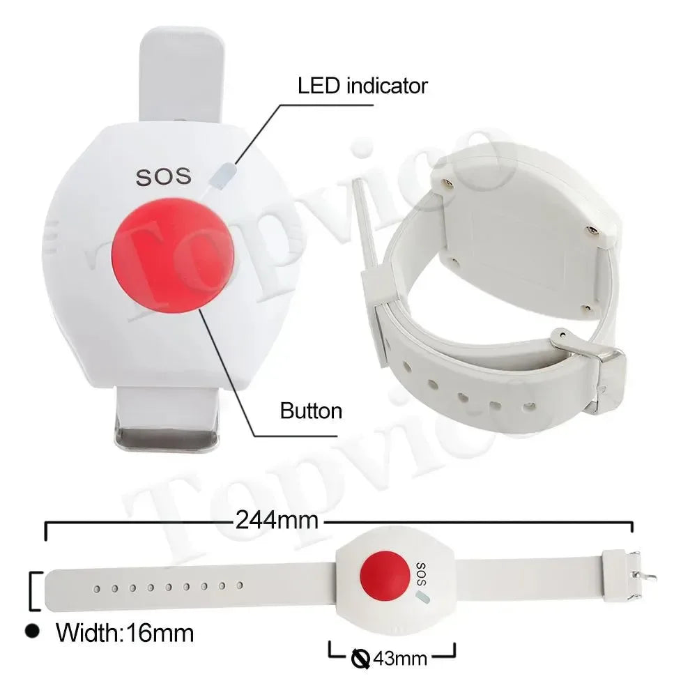 1 / 2pcs RF 433MHz Panic Button SOS Emergency Wristband for Elderly - Home Security Alarm System - Trekker Essentials