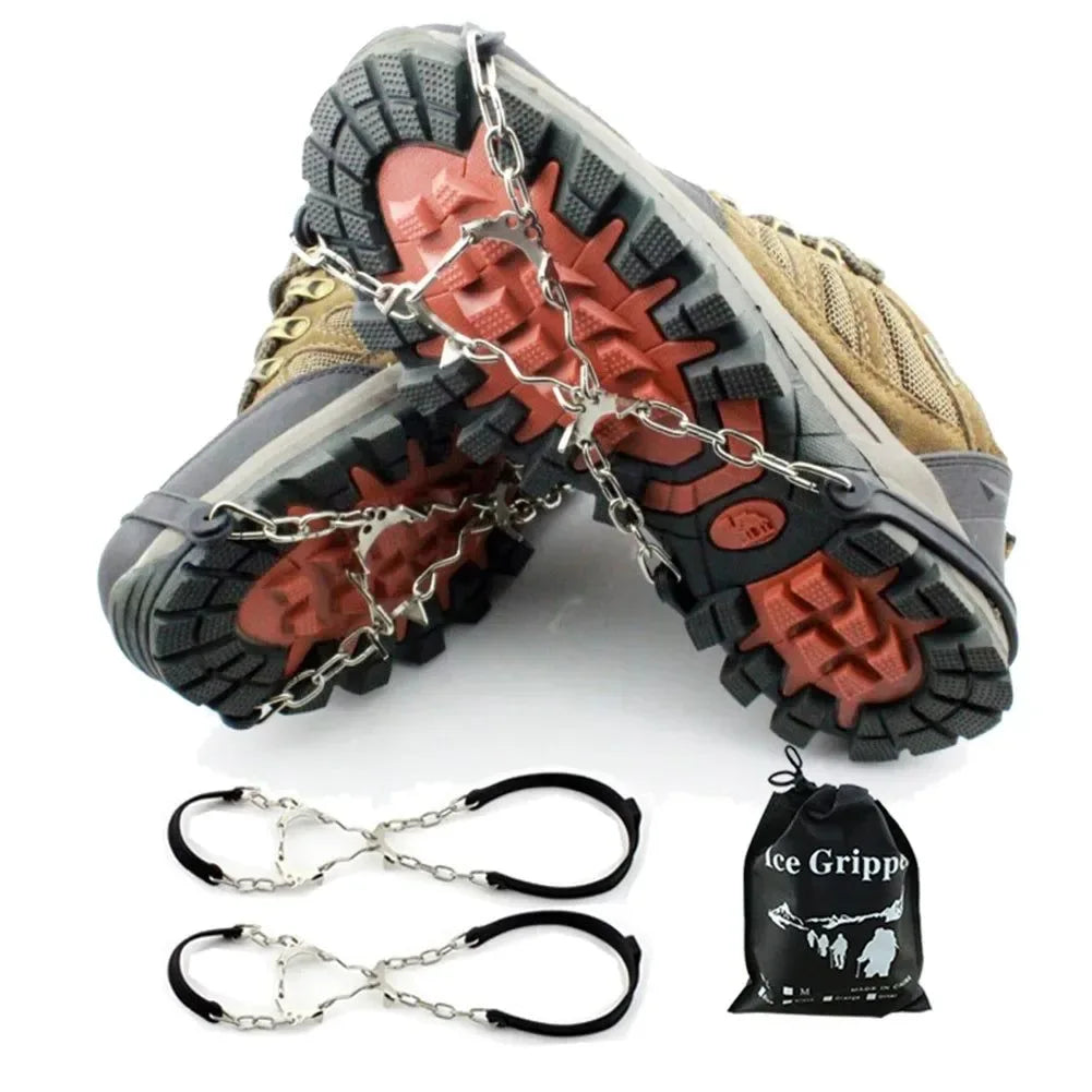 1 Pair Anti-Slip Ice Gripper Crampons – 6-Tooth Steel Snow Cleats for Boots - Trekker Essentials