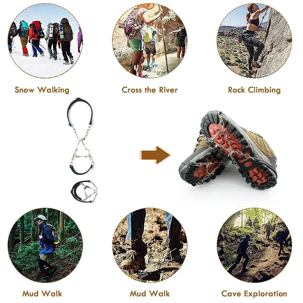 1 Pair Anti-Slip Ice Gripper Crampons – 6-Tooth Steel Snow Cleats for Boots - Trekker Essentials