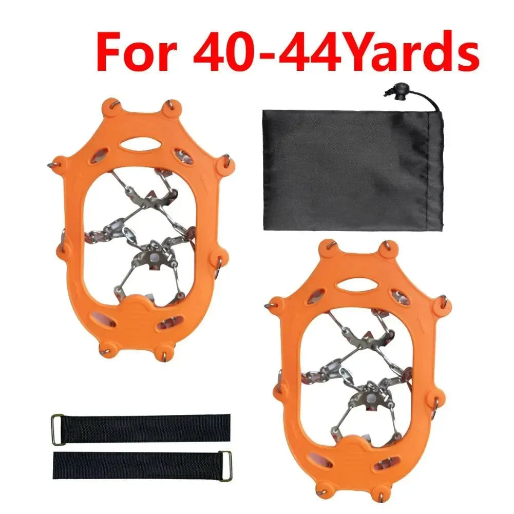 1 Pair Heavy-Duty Ice Crampons – 10-Tooth Stainless Steel Snow Grips with Adjustable Nylon Straps & Carry Bag for Hiking, Climbing, Fishing - Trekker Essentials