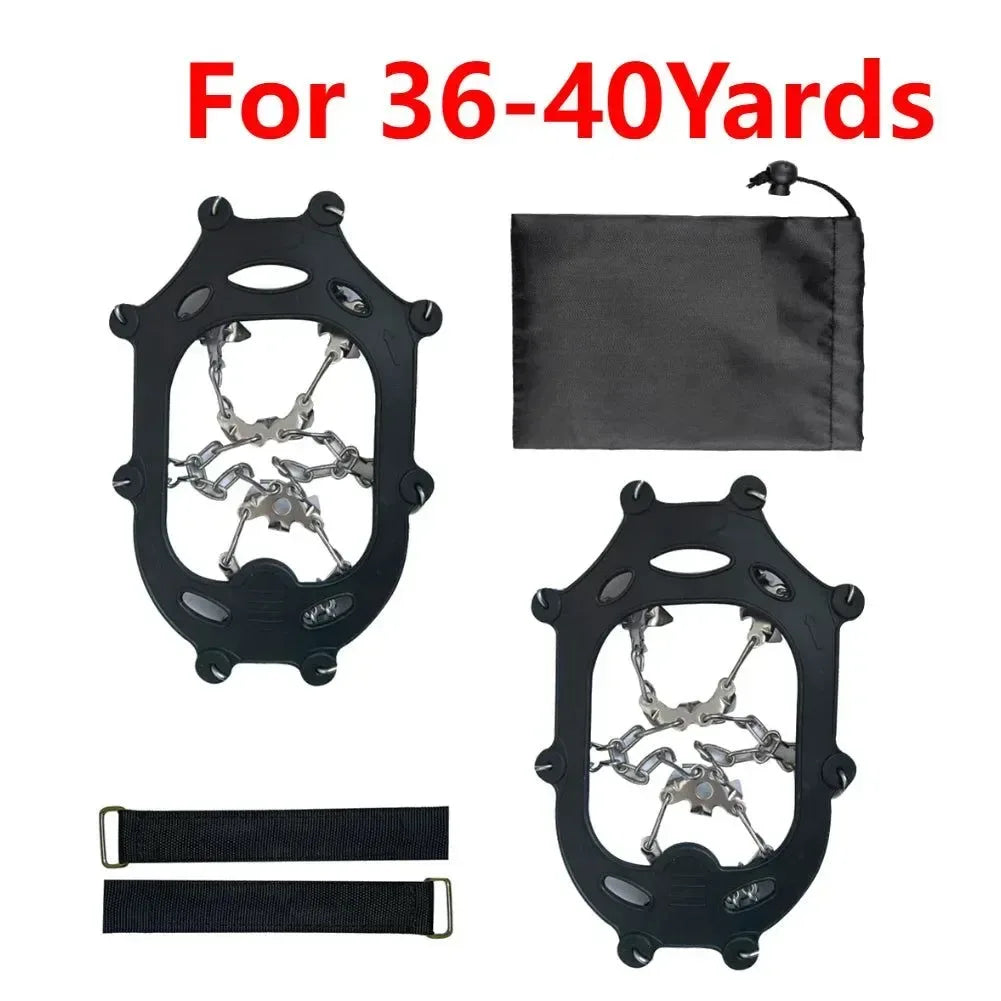 1 Pair Heavy-Duty Ice Crampons – 10-Tooth Stainless Steel Snow Grips with Adjustable Nylon Straps & Carry Bag for Hiking, Climbing, Fishing - Trekker Essentials