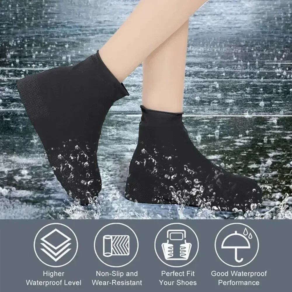 1 Pair Silicone Waterproof Shoe Covers - Reusable Slip-Resistant Rubber Rain Boots Overshoes for Outdoor Rainy Days - Trekker Essentials