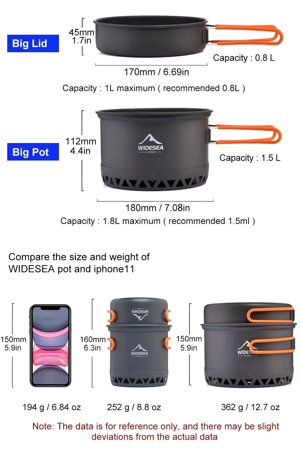 1.3L & 2.3L Lightweight Aluminum Camping Cookware Set with Carry Bag - Trekker Essentials