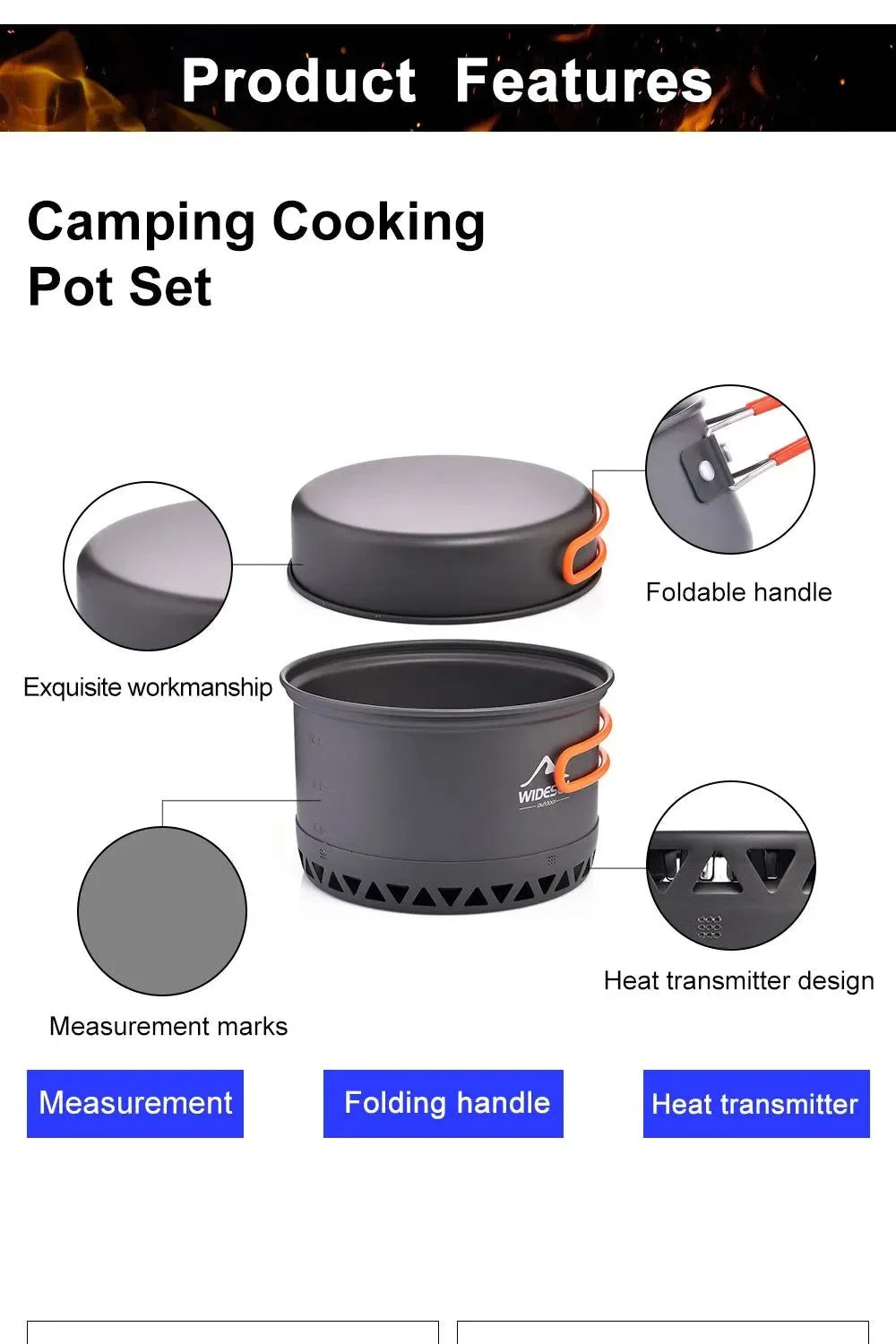 1.3L & 2.3L Lightweight Aluminum Camping Cookware Set with Carry Bag - Trekker Essentials