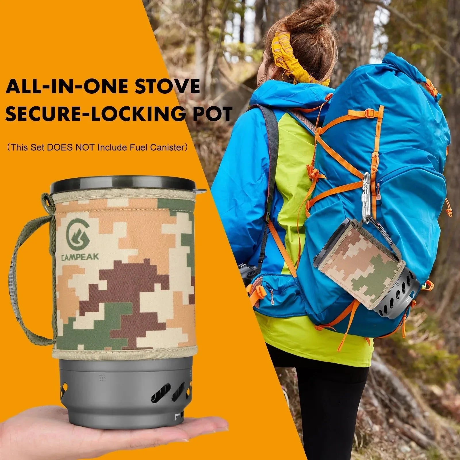 1.4L Backpacking Stove | Portable Camping Propane Cooking Gear | Camp Burner System with Tripod and Pot Support - Trekker Essentials