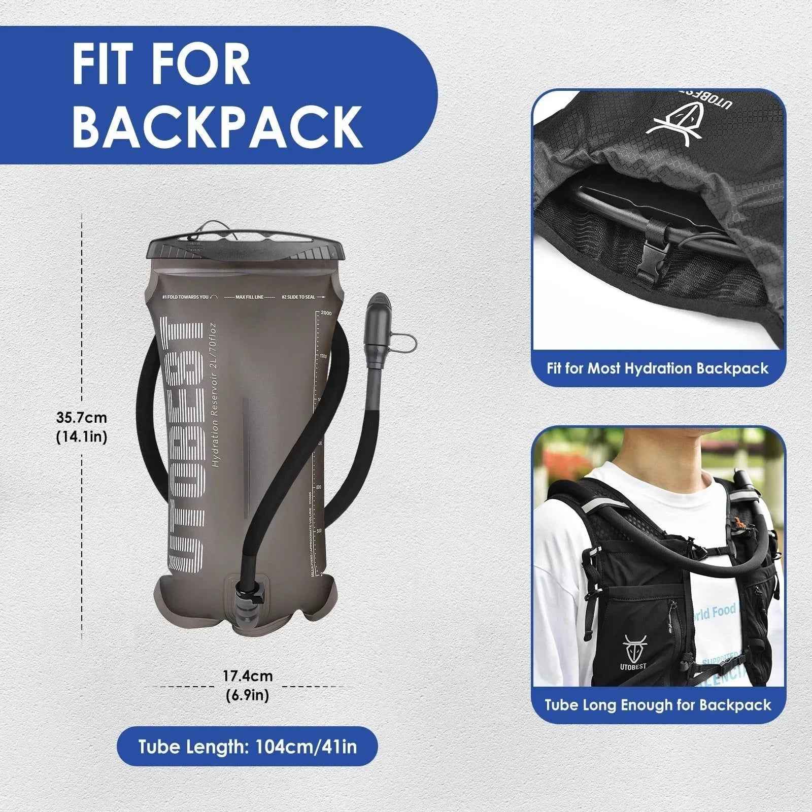 1.5L/2L/3L Water Bladder Hydration Pack Reservoir TPU Water Storage Bag for Camping Cycling Running Hiking - Trekker Essentials