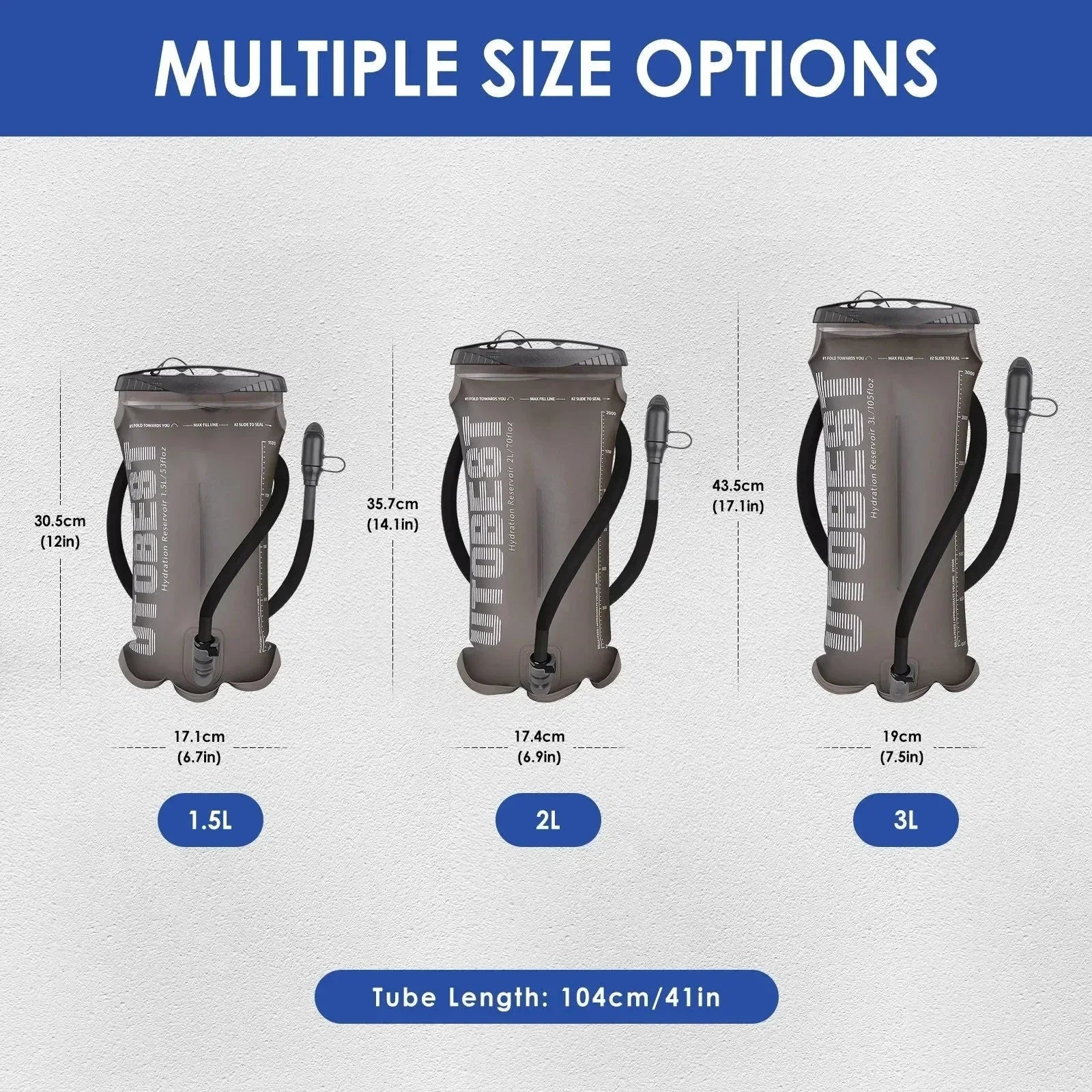 1.5L/2L/3L Water Bladder Hydration Pack Reservoir TPU Water Storage Bag for Camping Cycling Running Hiking - Trekker Essentials